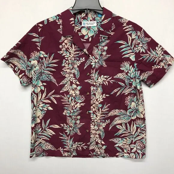 Tori Richard Uniforms Women Hawaiian Button Shirt Top Size Large Floral B260 -29 - Picture 8 of 12